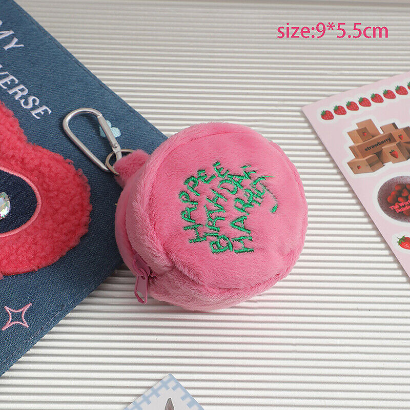 Plush Cake Bag Pink Mini Coin Potters Purse Earphone Cord Storage Bag