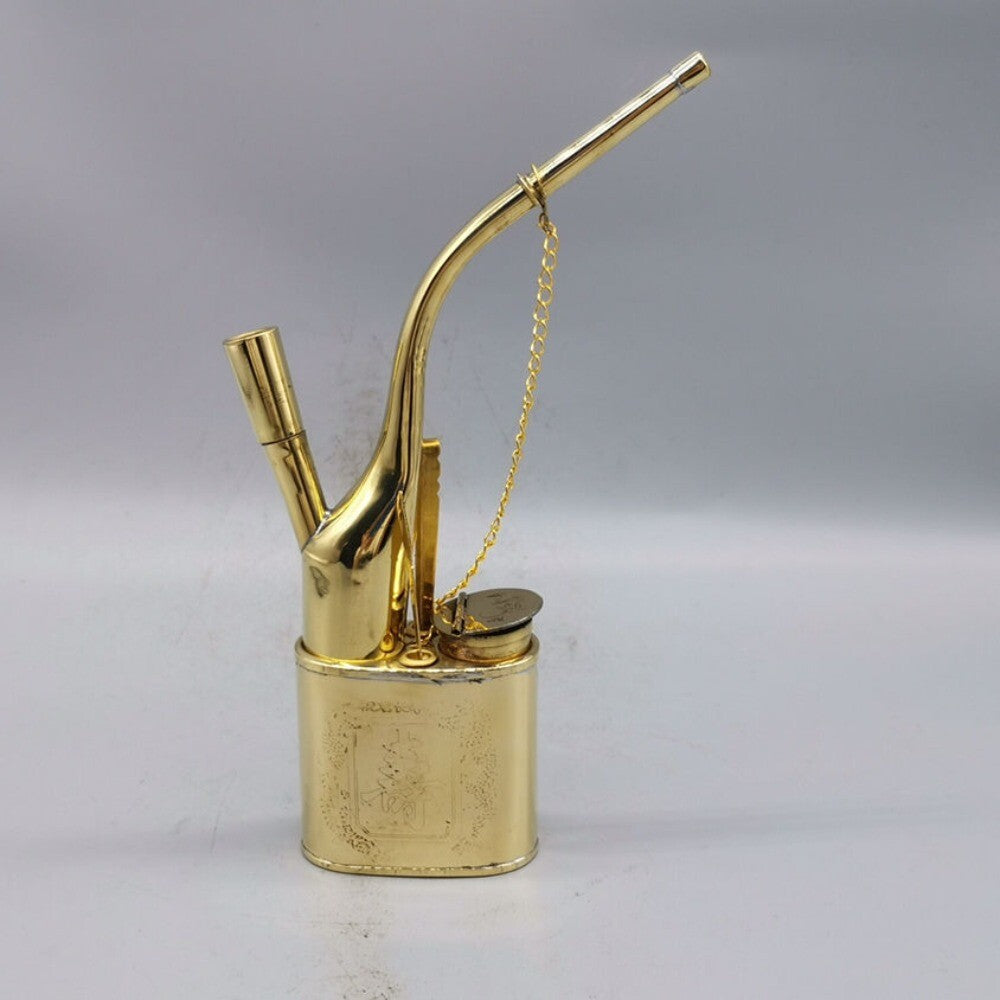 Old Chinese Brass Copper Handmade Pipe Smoking Tools Statue