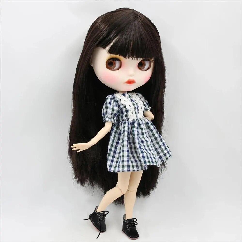 Blythe Doll Brown Hair 12" Joint Body Matte Face White Skin BJD Interactive Toys