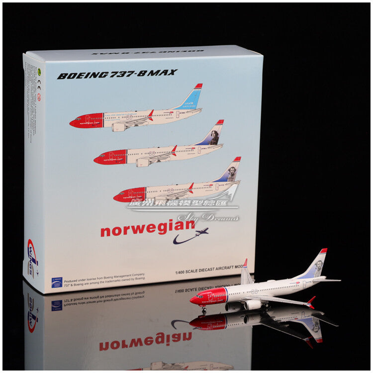 1:400 JC Wings Norwegian Air Shuttle BOEING 737 MAX 8 Airplane Diecast Model
