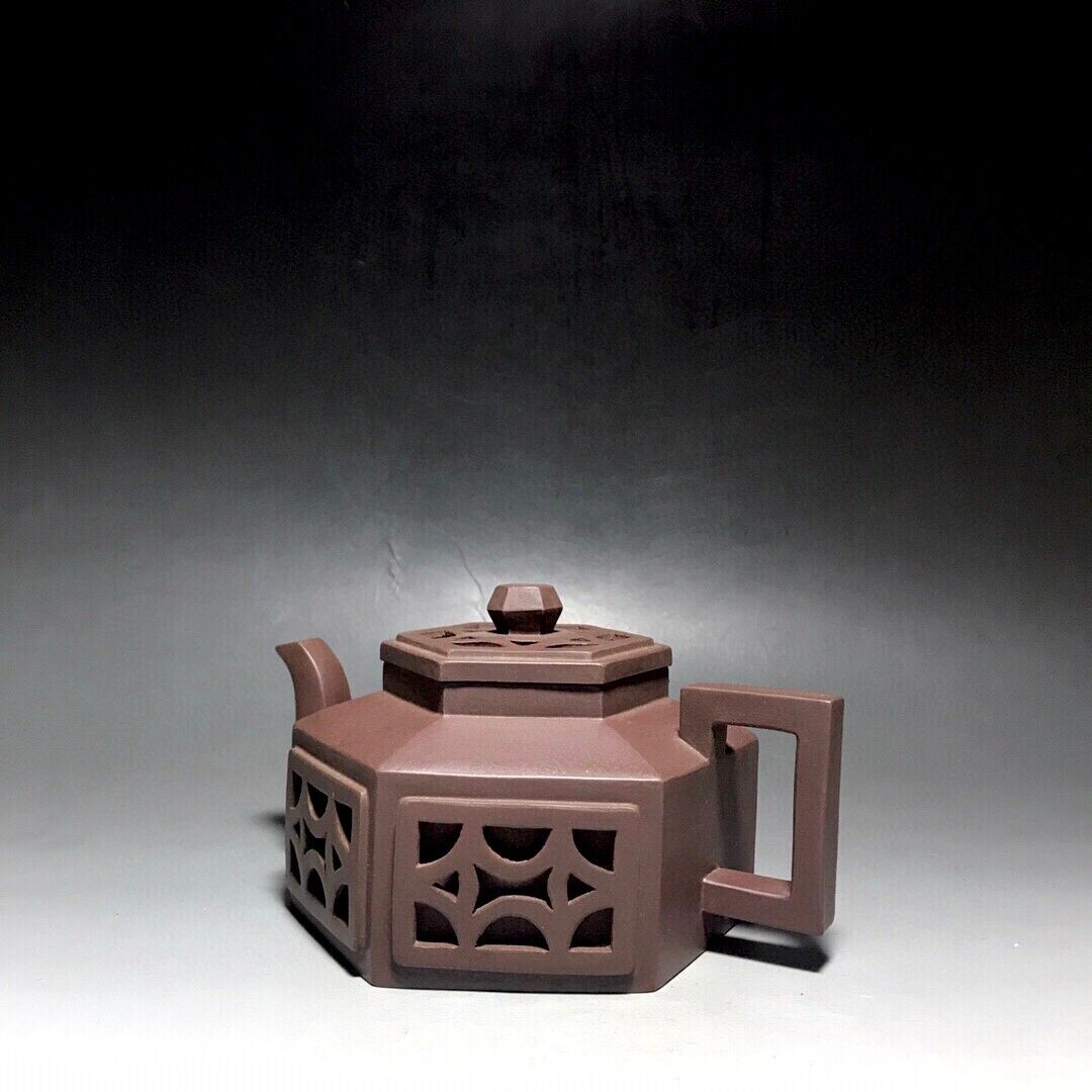 Chinese Yixing Zisha Clay Handmade Exquisite Teapot（六方镂空 底款：如图）