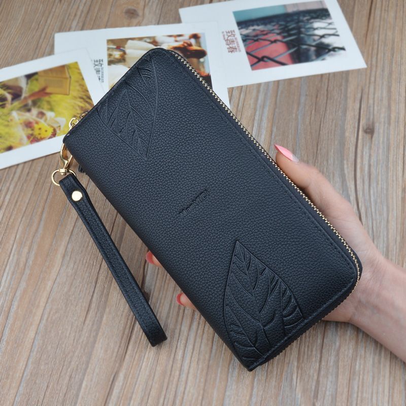 Wallets Purses Synthetic Leather Wristband Leaf Print Long Large Bag Wallets 1PC