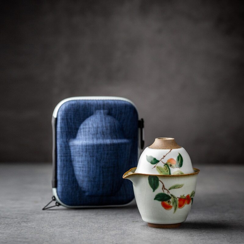 Ceramic Teapot Gaiwan with 2 Teacups Chinese Kung Fu Tea Set Drinkware