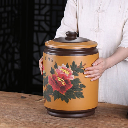 True Yixing Zisha Purple Clay Tea Canister For Tea Cake Large Jar Sealed Lid New