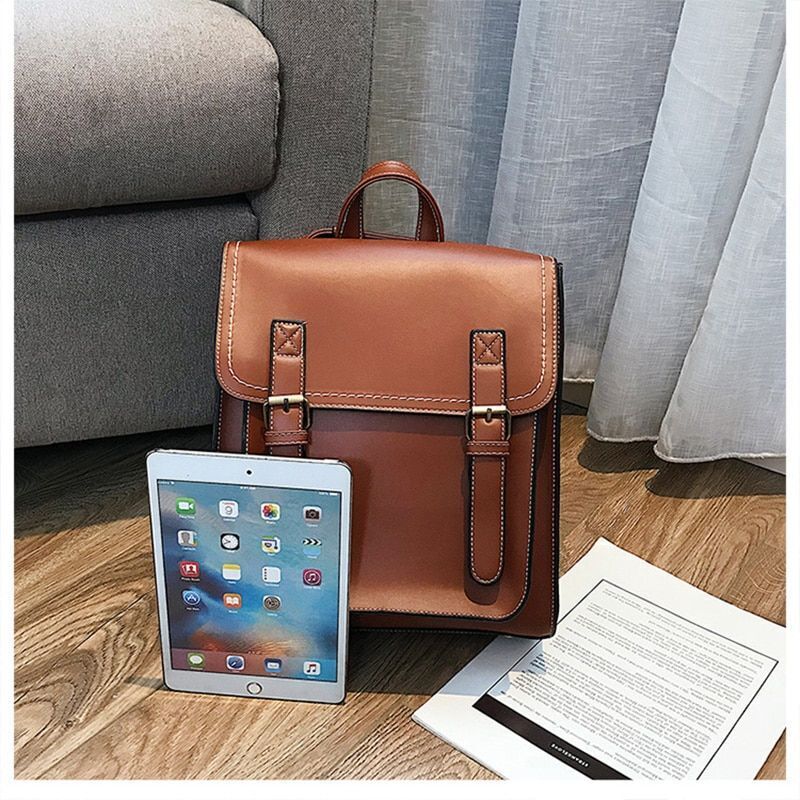 Vintage Backpack Female Synthetic Leather Bag School Shoulder Purse 28*10*30 CM