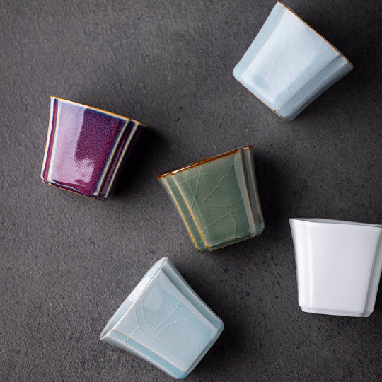 Square Ceramic Teacup Porcelain Tea Cup 50ml