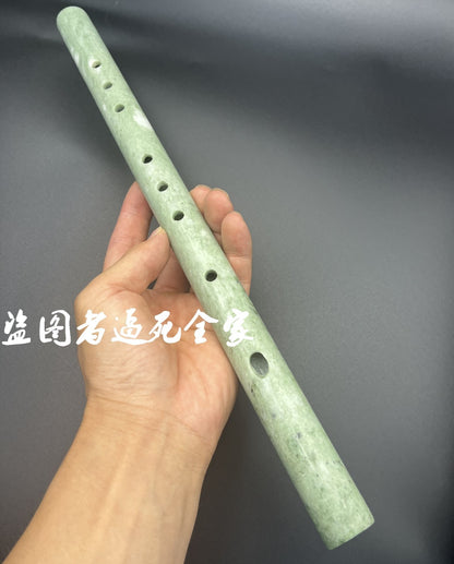 Chinese Green Jade Stone Flute Dizi Music Flauta Traditional Musical Instrument