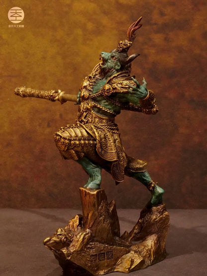 11" Brass Bull Demon King Statue Figure Sculpture Artwork Collection Home Decor