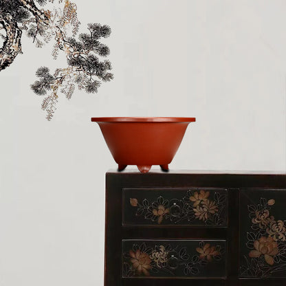 5.5" Chinese Classical Zisha Handmade Wide Potted Bonsai Tripodia Plant Pot