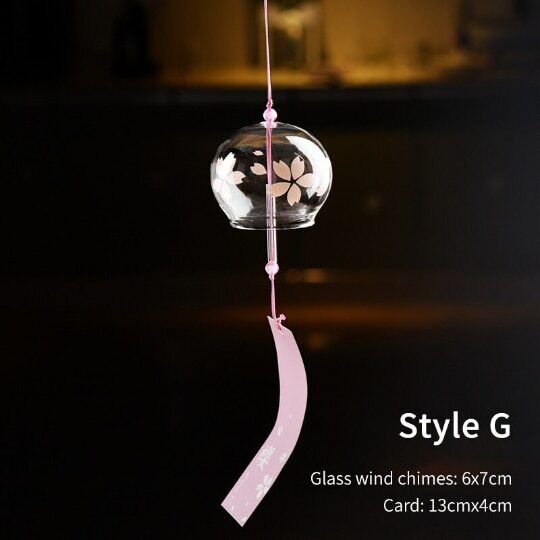 Glass Wishing Wind Chimes Cherry Blossom Courtyard Hanging Wind Chime