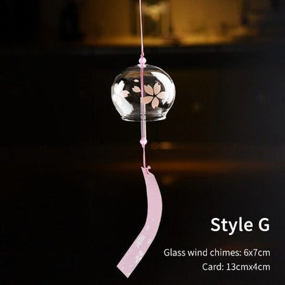 Glass Wishing Wind Chimes Cherry Blossom Courtyard Hanging Wind Chime