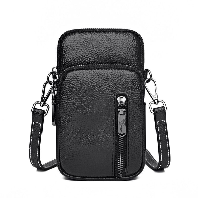 Luxury Handbags Genuine Leather Vintage Shoulder Purse Black/Green Bag 11*19*6CM