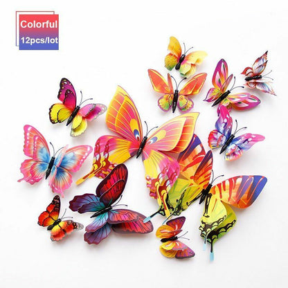 Wall Sticker 3D Double Layer Butterfly Home Decoration Decal Party Fridge Magnet