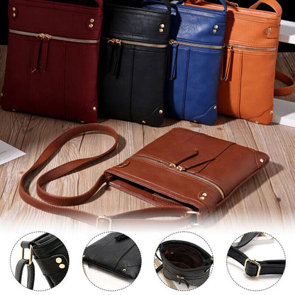 Women Rivet Tassel Crossbody Shoulder PU Leather Bag Purse Outdoor Travel NEW