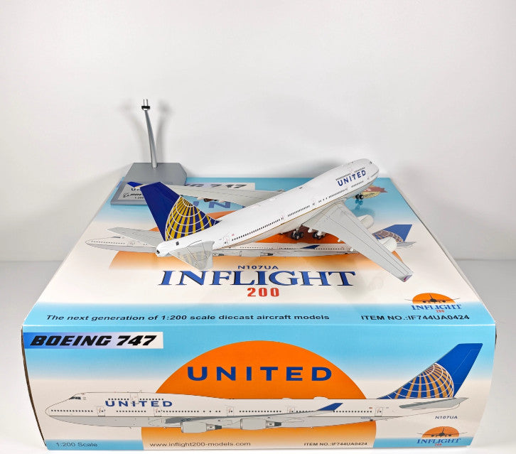 1:200 InFlight UNITED Boeing 747 N107UA Passenger Airplane Diecast Plane Model