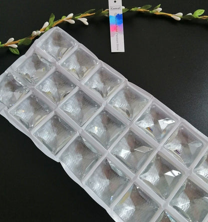 10pcs 40mm 4holes Faceted Square Beads Crystal Pendant Prism Lamp Lighting Parts