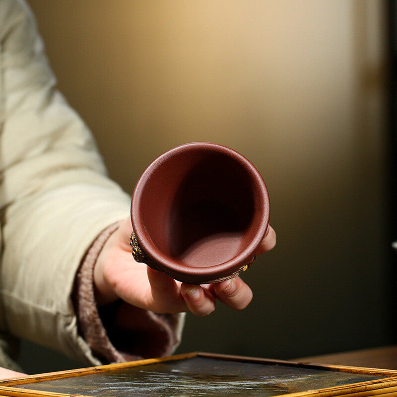 boutique full handmade tea cup lotus root snail relief real yixing zisha cup new