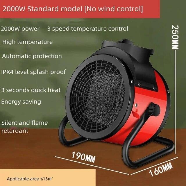 2000/3000W Portable Electric S Heater Garage Hot Air Fan for Indoor Large Room