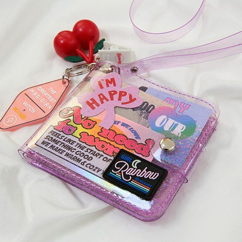 Wallet PVC Transparent Short Neck Girl Laser Coin Purse Women Clear Glittering