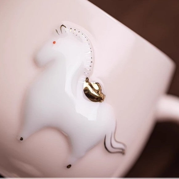Ceramic Tea Cup Horse Relief China Master Mug With Handle Porcelain Coffee Cup