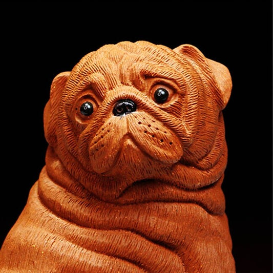 Yixing Zisha Pottery Handmade Tea Pet Dog Statue Home Garden Decoration Statue