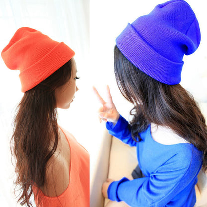 Beanie Hat Men Women Plain Knit Ski Cap Warm Elastic Skull Winter Cuff Thermal