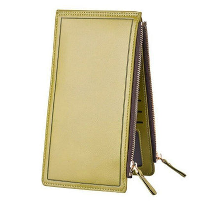 Unisex Long Zipper Wallet Card&ID Bag Clamps Purse Genuine Male&female Cash Clip