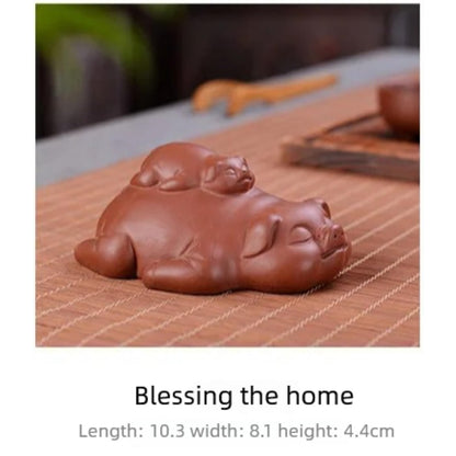 Pig Red Clay Tea Pet Tea Brewing Ritual 10.3cm 4.1in Tea Tray Decor Tea Play