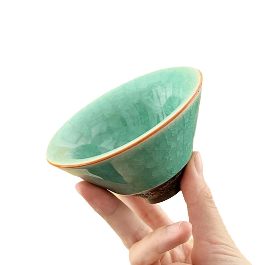 100ml Chinese Tea Cup Crackle Glaze Porcelain Cup Ruyao Craft Kungfu Tea Cup New