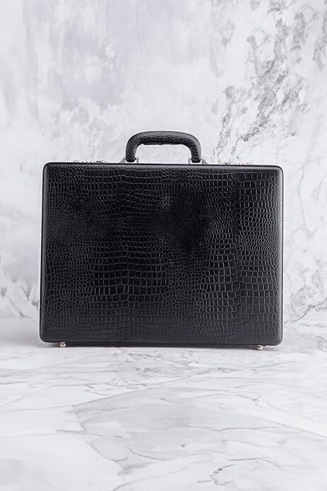 New Leather Travel Briefcase with Combination Lock Office Business Handbag