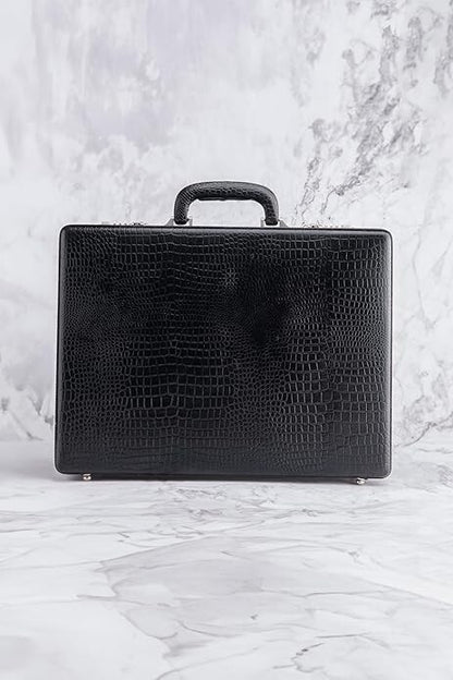 New Leather Travel Briefcase with Combination Lock Office Business Handbag