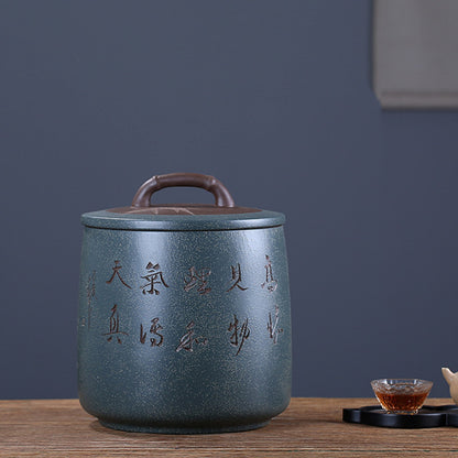 Big Canister With Lid Hand Carved Sealed Jar For Pu'er Tea Cake Yixing Zisha New