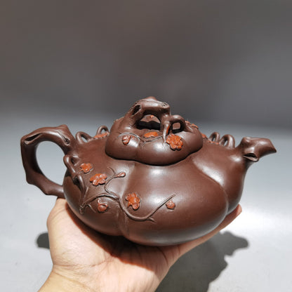 Chinese Yixing Zisha Clay Handmade Exquisite Teapot（梅桩壶 低款：蒋蓉）