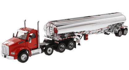 1:50 DM T880S SBFA Tandem Day Cab Tanker Trailer Container Truck Diecast Model