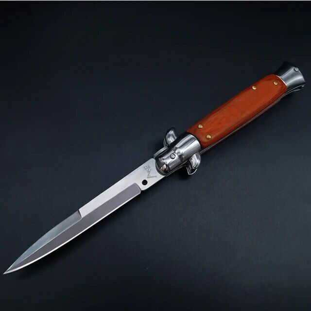 Wood Handle Steel Knife Quick Folding Knife 440C Acrylic Pocket Folding Knife