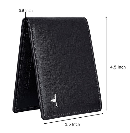 New Black Bi-Fold Leather Men's Wallet RFID Protection Gift Item