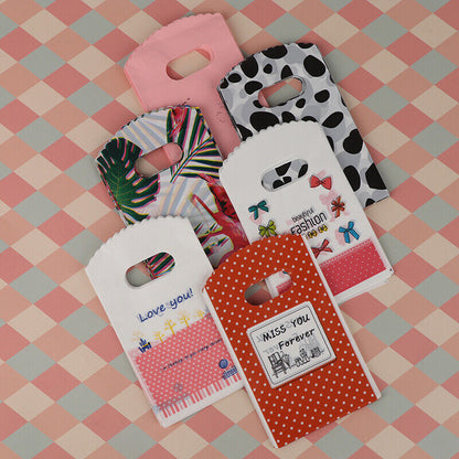50pcs/lot 9*15cm Mini Thank You Gift Bags Handle Small Plastic Shopping C JRZB