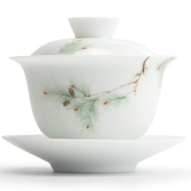 Teacup Ceramic Tea Bowl Simple Hand-painted White Porcelain Cover Bowl