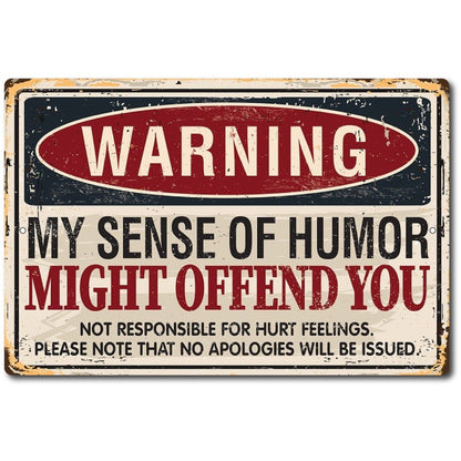 8X12IN MAN CAVE BAR DECOR WARNING SENSE OF HUMOR*MADE IN USA! METAL FUNNY SIGN