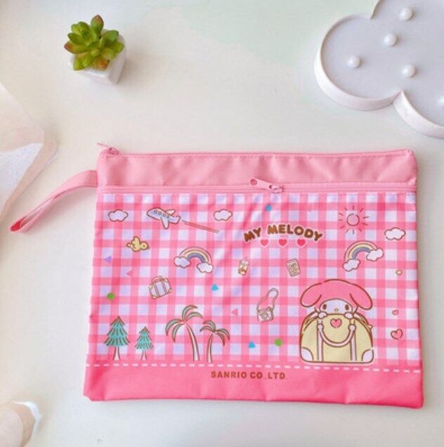 Cute Cartoon File Bag, Canvas A4 Double-Layer Tutoring Bag, Information Bag