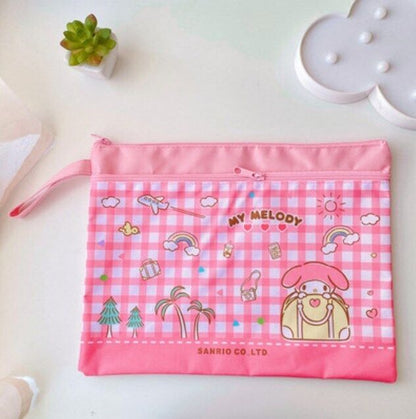 Cute Cartoon File Bag, Canvas A4 Double-Layer Tutoring Bag, Information Bag