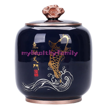 14cm Chinese Creative Tea Caddy Ceramic Storage Jar Sealed Cans Tea Set