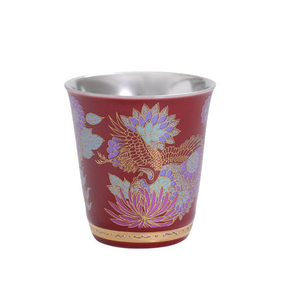 One Cup Ceramic Sterling Silver Tea Cup Antique Style Peony Flower Print Teacups