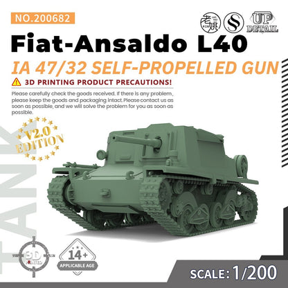 SS200682 1/200 Military Model Kit IA Fiat-Ansaldo L40 47/32 Self-Propelled Gun