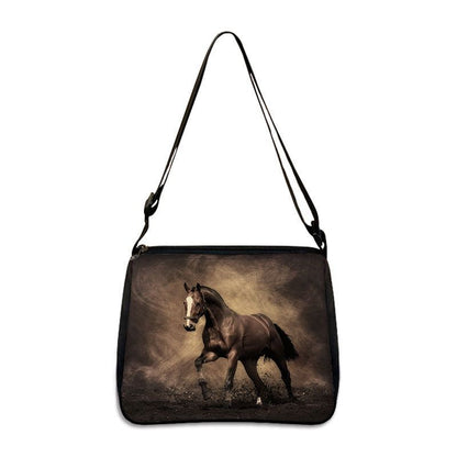 Horse Print Handbag Canvas Shoulder Bag Messenger Bags Travel Crossbody Nylon