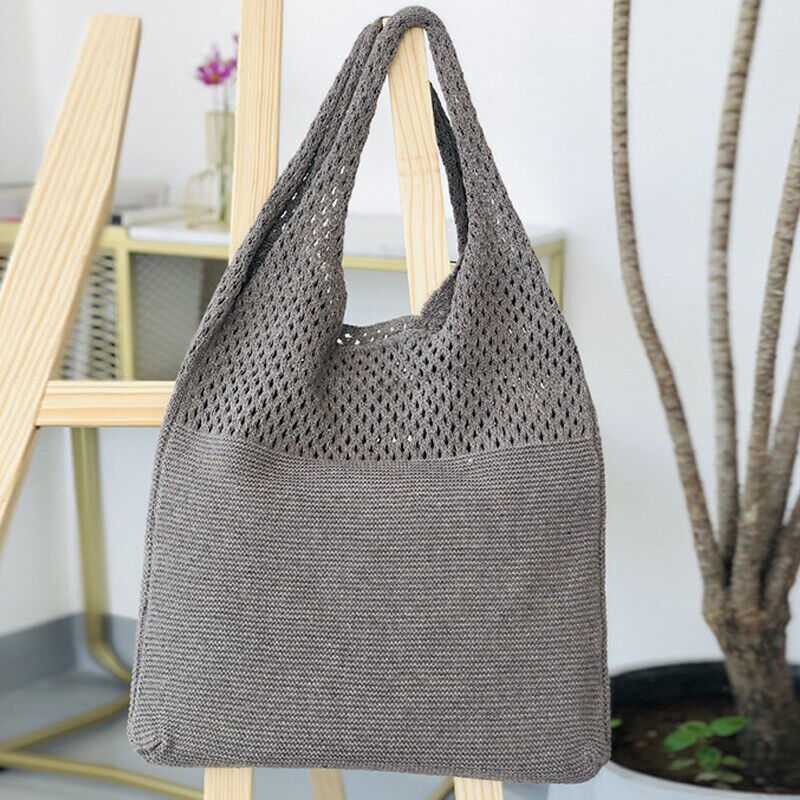 Large Capacity Totes Hollow Woven Shoulder Bag Knitted Handbags Crochet Braided