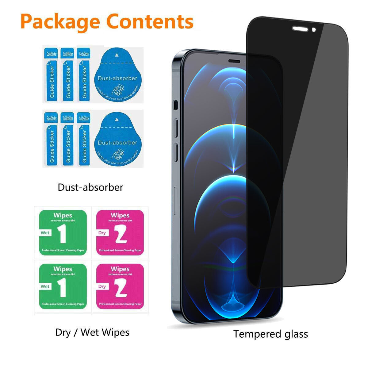 For iPhone 12/12 Pro Max/12 Pro Privacy Tempered Glass Anti-Spy Screen Protector
