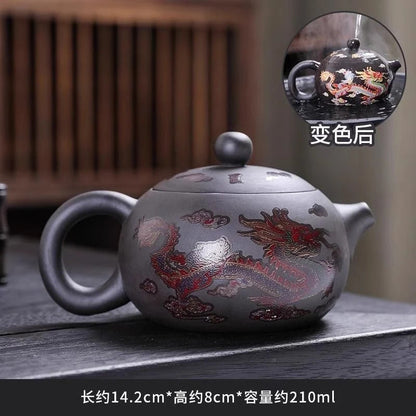 Retro Color Changing Purple Clay Teapot Household Xishi Pot Kung Fu Tea Set