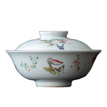 Retro Covered Bowl Japanese Tea Bowl Ingot Covered Bowl Kung Fu Tea Set