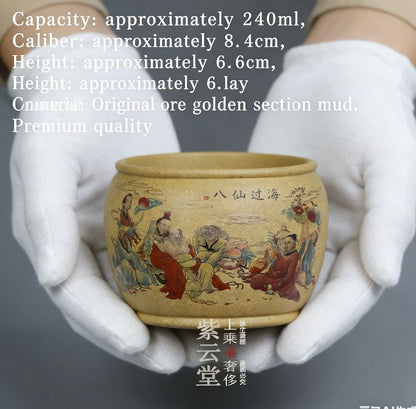 Yixing Purple Clay Eight Immortals Cup Gold Section Clay Handmade Large Tea Cup